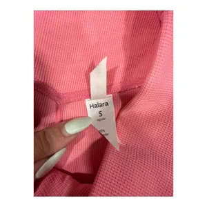 Halara Crossover High Waisted Ribbed Flare Yoga Pants Pink Size S thumbnail 5