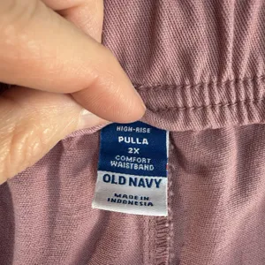 Old Navy 2X High Waisted Pulla Utility Pants Comfort Casual Pull On Pink‎ Barrel thumbnail 7