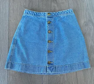 American Apparel Button-Front Denim Mini Skirt thumbnail 1