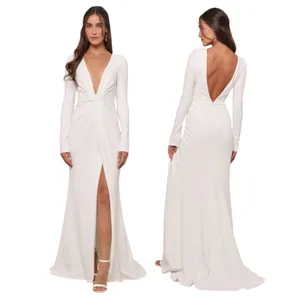 Lulus Stunning Romance White Long Sleeve Mermaid Maxi Dress size Small NWT thumbnail 2