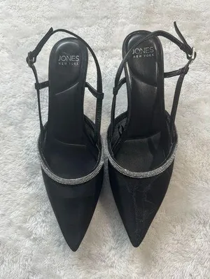 Jones New York Womens Lina Black Slingback Heels 8.5 Medium thumbnail 1