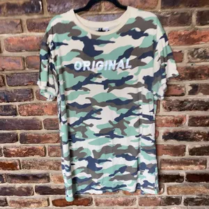 Divided H&M Green Beige Camo Camouflage Short Sleeve T-Shirt Dress Size 10 thumbnail 2