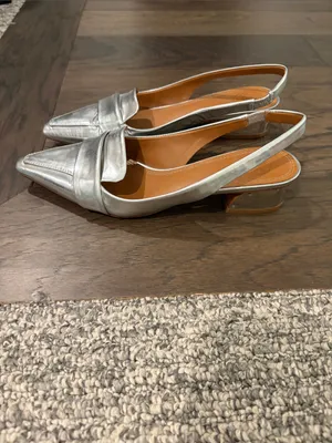 Tory Burch Silver Sadie Slingback Flats Sz 7 thumbnail 4