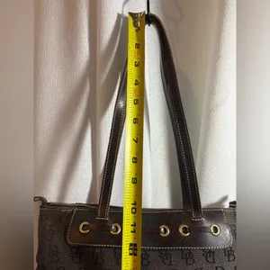 Vintage Dooney & Bourke Signature DB Purse Large Tassel Tote Y2K Brown GUC!‎ thumbnail 7