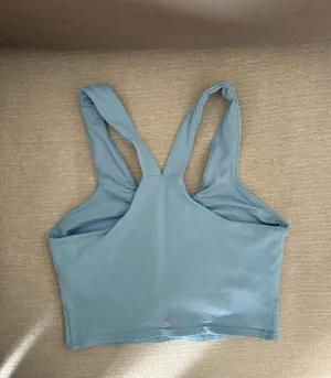 ALO Yoga Sky Blue Real Bra Tank V-Neck Racerback Crop Top thumbnail 5