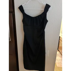 Vintage Maggy London Black Cocktail Dress Pleated Ruched Sheath Size‎ 4 thumbnail 2