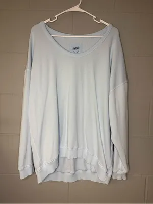 Aerie Summer Daze “Lets Go Coconuts” Beachy Scoop-Neck Cotton Sweatshirt Sz Med thumbnail 3