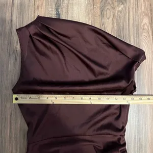 Lioness Original Sin Satin Mini Dress Garnet One Shoulder Ruched Party XS thumbnail 13