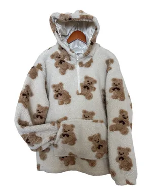 Aelfric Eden Women’s Bear Print Puffer Jacket - Cream and Brown thumbnail 1