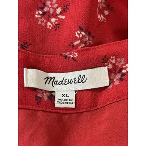 Madewell XL Red Ditsy Floral Babydoll Blouse Sheer Long Sleeve Boho Cottagecore thumbnail 7