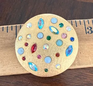 Vintage Gold Tone Jewel Brooch thumbnail 1