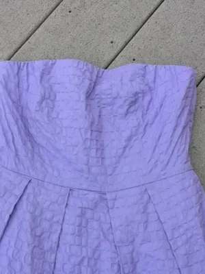 J. Crew Purple Crinkle Pattern Strapless Dress with Pockets thumbnail 2