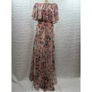 Show Me Your Mumu Hacienda Maxi Dress Floral Off Shoulder Pink Cream Boho Gown thumbnail 3