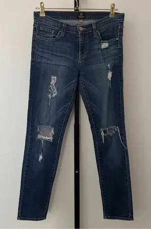 Just Black Distressed Skinny Jeans Womens 26 Blue Mid Rise Stretch Denim Casual thumbnail 1