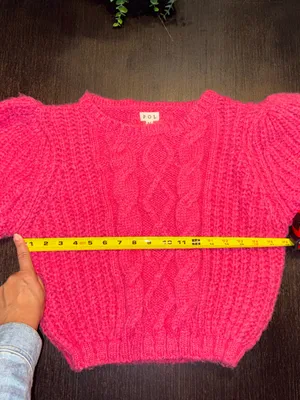 POL Hot Pink Cable Knit Puff Sleeve Sweater thumbnail 4