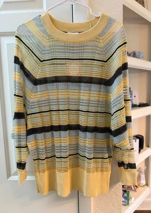Umgee striped sheer lightweight sweater women’s small thumbnail 1