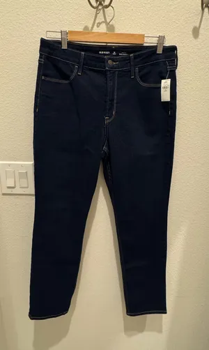 Old Navy Women's Navy High Rise Wow Straight Jeans thumbnail 1