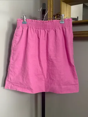 J Crew Size 6 Linen Blend Pink Paper Bag Elastic Waist Casual Skirt thumbnail 2