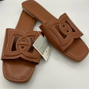A New Day Deidra brown faux leather slide sandals women’s Size 11 thumbnail 8