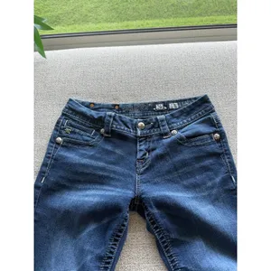 Miss Me Easy Skinny Jeans Womens 26 Dark Wash Embellished Sequin Flap Pocket Mid thumbnail 5