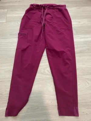 Women's Berry Drawstring Cargo scrubs Purple Size L thumbnail 1