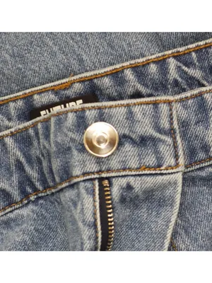 NEW Future Collective Womens Mid-Rise Studded Barrel Leg Jeans Blue Denim 18 thumbnail 8