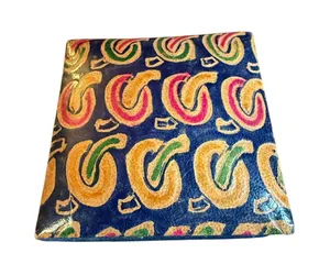 Vintage 90s Y2K Small Coin‎ Purse Pouch Blue Swirl Pattern Snap Closure thumbnail 1