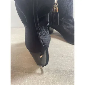 Lindsey Phillips Tara boots‎ 9 1/2 Black Suede Faux Snake Print NEW thumbnail 5