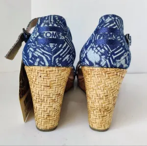 TOMS Clarissa Blue Batik Wedge Sandals | Size 9.5 thumbnail 6