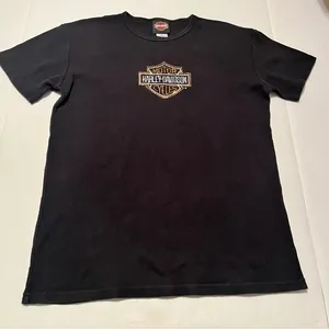 Harley Davidson Frieze O’Fallon IL Womens Size XL Black Short Sleeve Shirt Biker thumbnail 1
