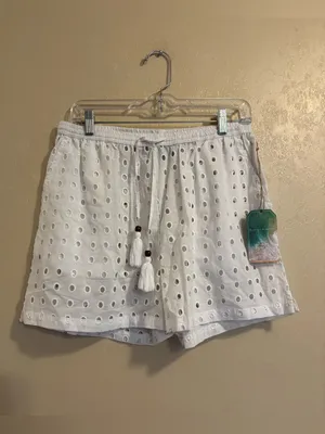 NWT True Destinations Eyelet Cover-Up Shirt and Shorts Set sz L thumbnail 4