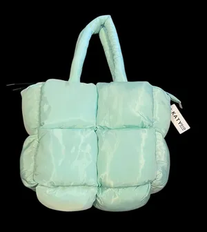 NWT KATYDID Quilted Puffer Shoulder Tote Bag Double Handles Mint thumbnail 1