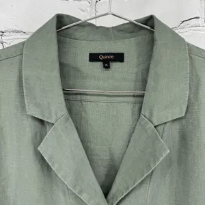 Quince Linen Shirt Women’s XL Sage Green 100% European Linen Short Sleeve Boxy thumbnail 3