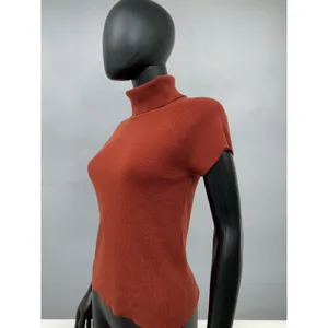 Luca Luca 100% Cashmere Rust‎ Short Sleeve Turtleneck Sweater L thumbnail 4