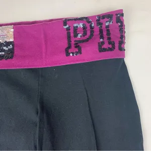 Victoria's Secret Pink Yoga pants size XS sequin y2k flare leggings black purple thumbnail 8