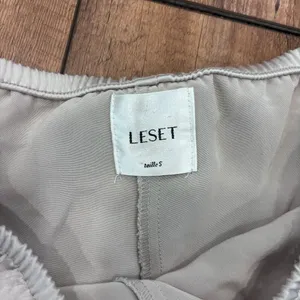 LESET Women's Barb Wide Leg Pant Watercress Silky Gray Size S Minimalist FLAWED thumbnail 5