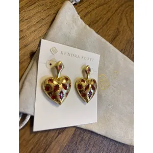 Kendra Scott Holland Gold Heart Drop Earrings Pink Crystal 9608875080 thumbnail 3