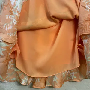 Jones New York Flowy Orange Silk Floral Ruffle Tiered Mini Skirt Size 10 Petite thumbnail 4