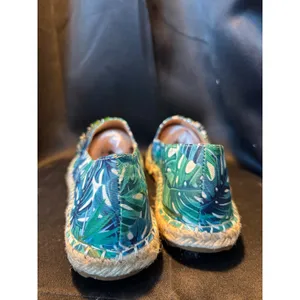 Lauren Lorraine Espi Green Tropical Palm Leaf Crystal‎ Espadrille Flats Mens 6 thumbnail 2