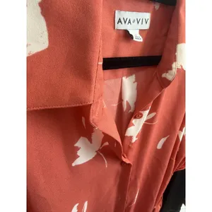 AVA & VIV Plus Size Orange Floral Dress Midi Belted‎ Pockets 1X thumbnail 7