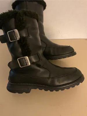 Ugg women black leather waterproof biker moto boots US 7 thumbnail 8