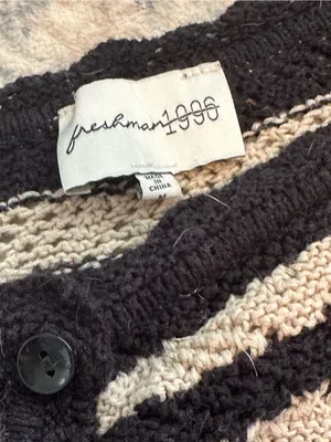 Black and Cream Striped Knit Sweater and Skirt Set Cottage thumbnail 4