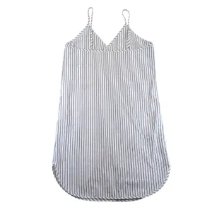 Sandro Paris Striped Slip Dress Blue White Cotton V-Neck Mini Size 38 R20002E-10 thumbnail 2