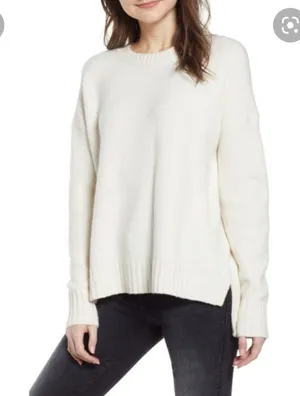 J. Crew Size XS Oversize Cream Wool‎ Alpaca Crewneck Long Sleeve Sweater thumbnail 1