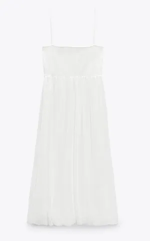 Zara NWT White Combination MIDI DRESS. Size Large. thumbnail 6