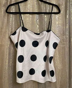 Victoria’s Secret Silky Ivory Black Polka Dot Camisole, L thumbnail 1