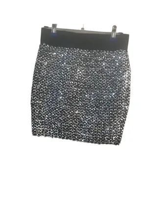Forever 21 Silver Sequin Mini Skirt - Shimmer Disc Detail thumbnail 4