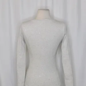 J. CREW Vintage Rib Long Sleeve T-Shirt Embellished Heathered Dove XXS XX-Small thumbnail 8