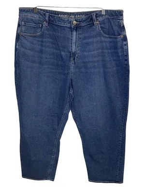 American Eagle Mom Jeans Women's Size 18 Blue Medium Wash‎ High Rise Stretch thumbnail 1