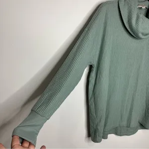 Loft‎ waffle knit cowl knit top green size medium thumbnail 4